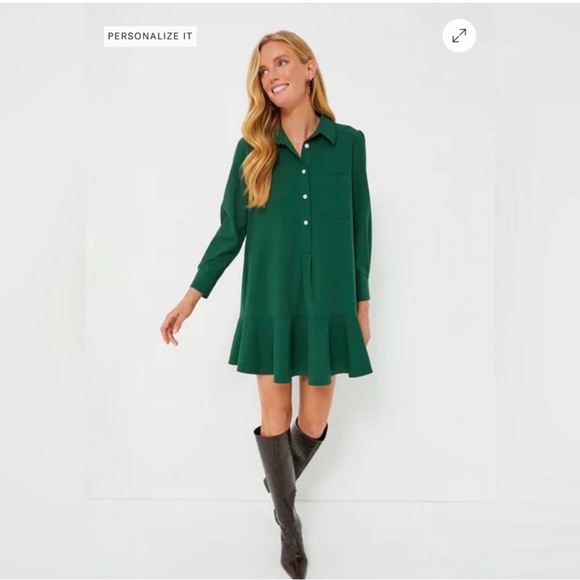 Tuckernuck | NEW Hunter Green Crepe Callahan Long Sleeve Mini Dress Size XXL - Picture 13 of 14